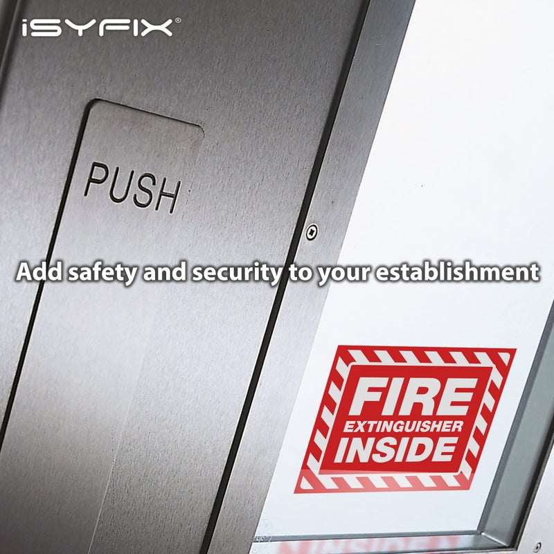 iSYFIX Fire Extinguisher Inside Signs Stickers â€“ 5 Pack 5x4 Inch â€“ Self-Adhesive Vinyl Decals, Laminated for UV, Weather, Scratch, Fade Resistance, for Cars, Trailers, Rv's, Trucks and Vehicles - Image 4